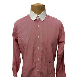 INDIVIDUALIZED SHIRTS Dress Shirt Red White Contrast Club Collar Size 16.5